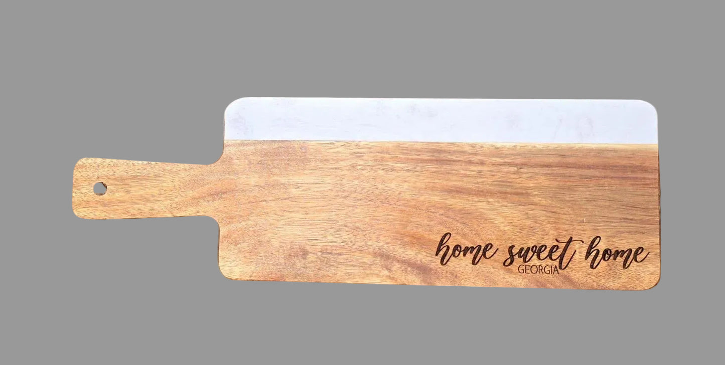 Wood and White Marble Cutting Board