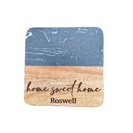 Black Marble and Acacia Wood coaster