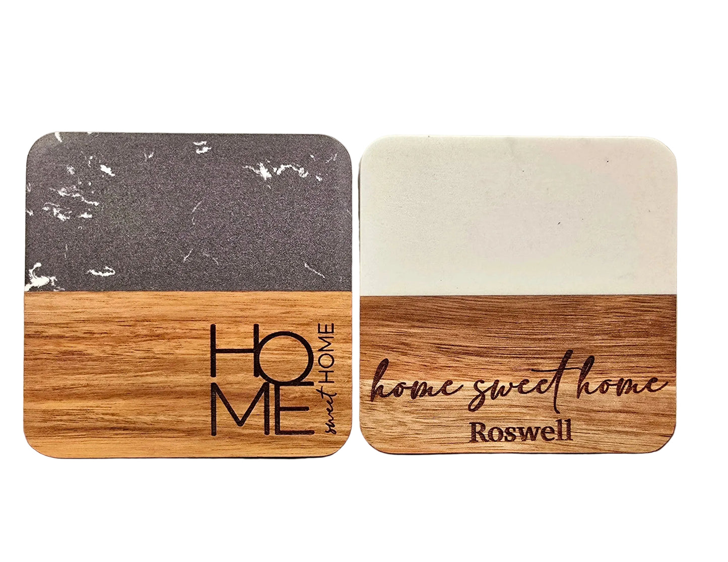 Black Marble and Acacia Wood coaster