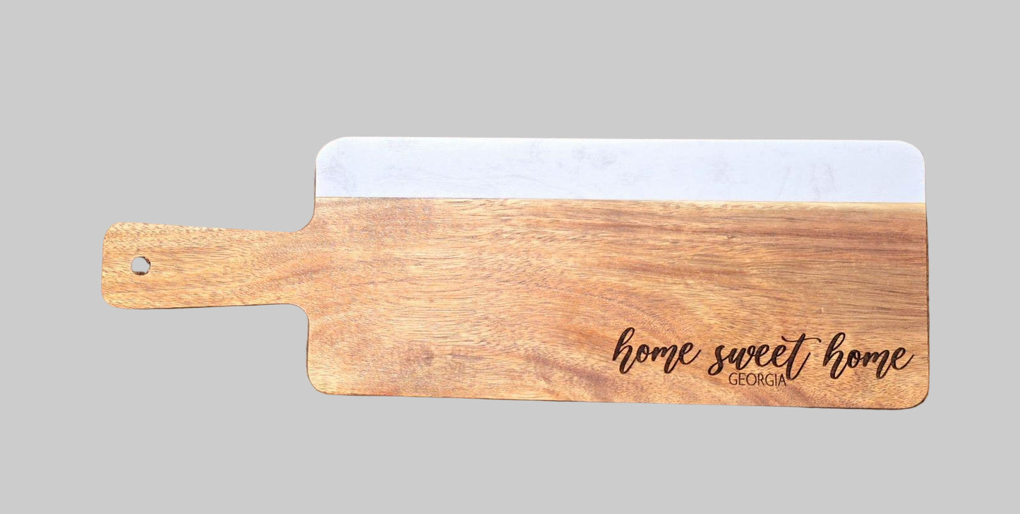 Wood and White Marble Cutting Board